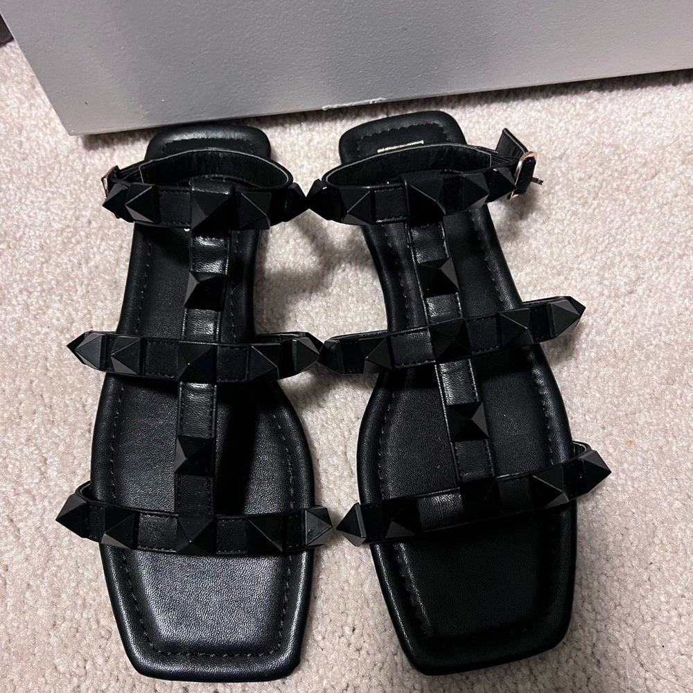 ShuShop black studded sandals Brand New 8.5
